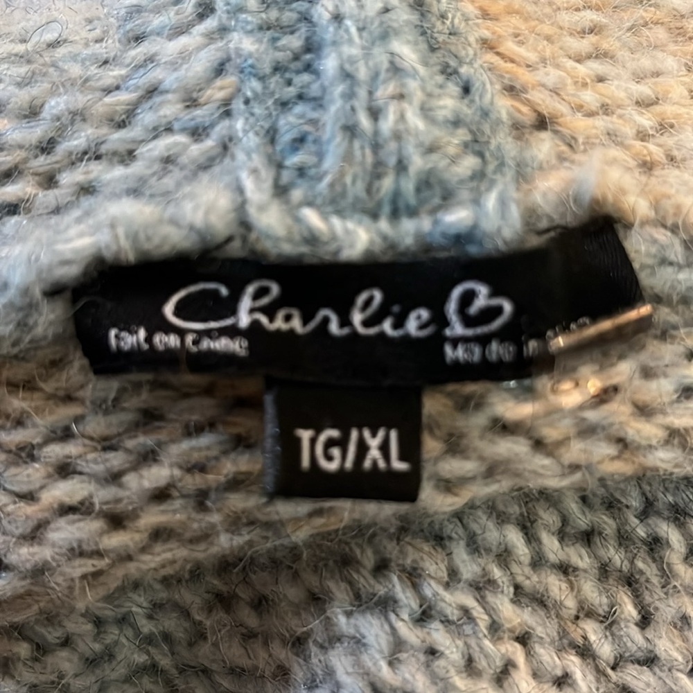 CHARLIE B Blue,white & Brown Pastel Ombre Space -Dye Hooded Cardigan Size TG/XL - Picture 8 of 15